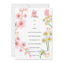 Pink Floral Wedding Invitation with Daisies | Wedd