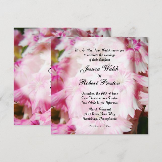 Pink Floral Wedding Invitations (Front/Back)