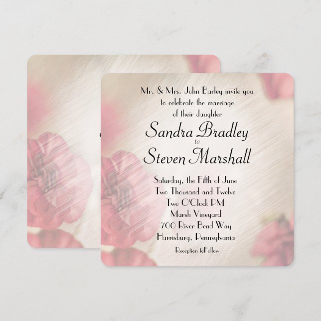 Pink Floral Wedding Invitations (Front/Back)