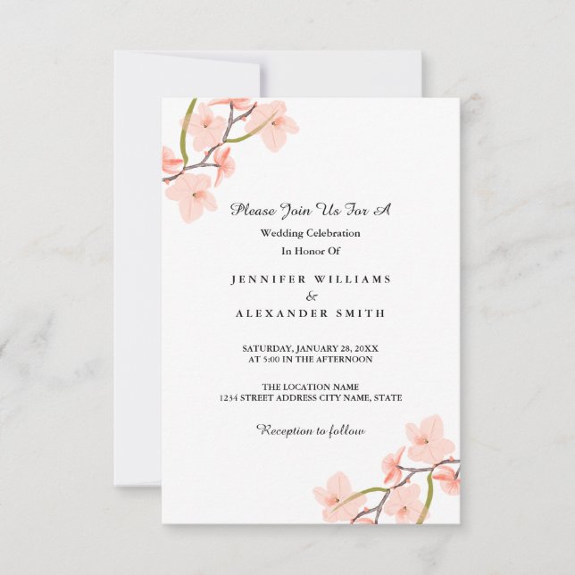 Pink Floral Wedding Invitations (Front)