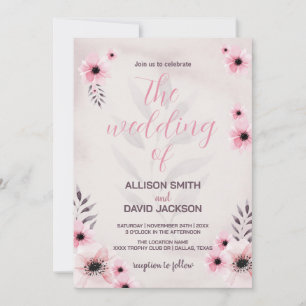 Pink Floral Wedding Invitations