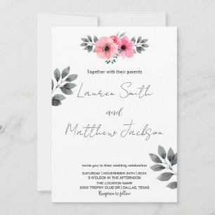 Pink Floral Wedding Invitations