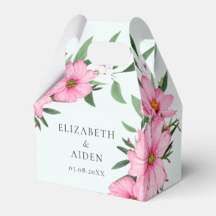 Pink Floral Wedding Light Blue Favour Box