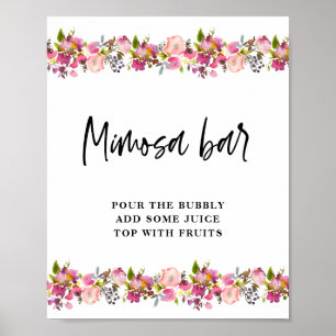 Pink Floral Wedding Mimosa Bar sign  