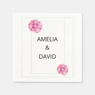  Pink Floral Wedding Paper Napkins