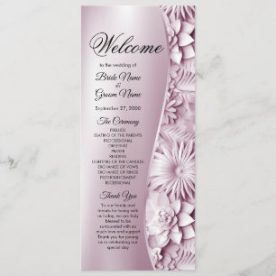 Pink Floral Wedding program Programme