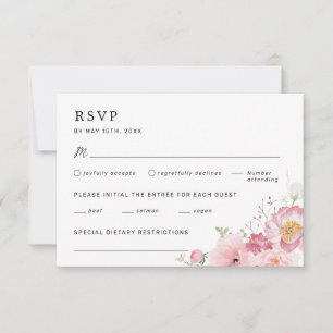 Pink Floral Wedding RSVP Card