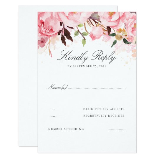 Pink Floral Wedding RSVP Card