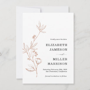 Pink Floral Wedding Save the Date Announcement
