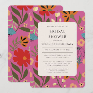 Pink floral wedding Save the Date Invitation