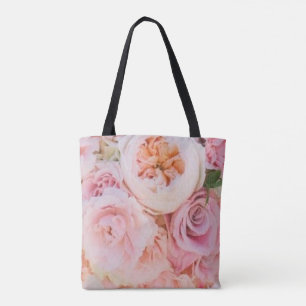 Pink Floral Wedding Tote Bag