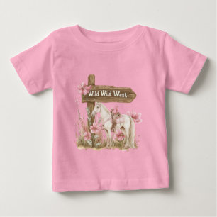 Pink Floral Western Floral Wild West Horse Baby T-Shirt