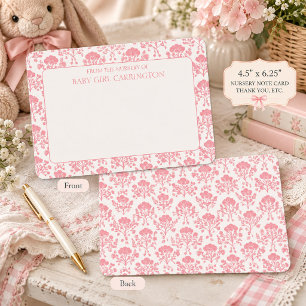 Pink Floral Whimsical Vintage Personalised Card