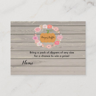 Pink Floral White Pumpkin Diaper Raffle Card 2