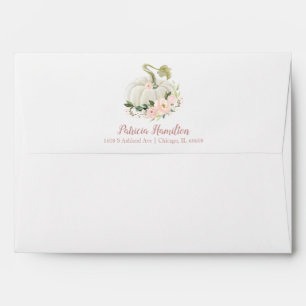 Pink Floral White Pumpkin Fall Baby Shower Envelop Envelope