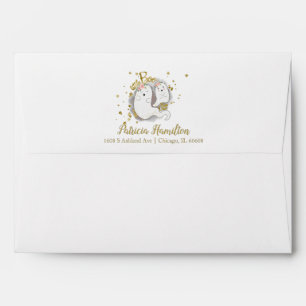 Pink Floral White Pumpkin Fall Baby Shower Envelope
