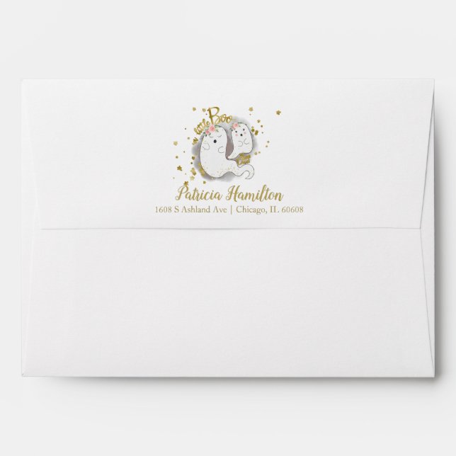 Pink Floral White Pumpkin Fall Baby Shower Envelope (Back (Top Flap))