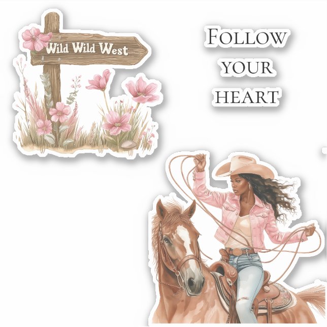 Pink Floral Wild West Girl on horse (Front)