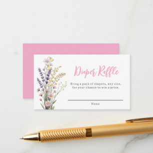 Pink Floral Wildflower Diaper Raffle Enclosure Card