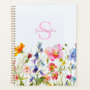 Pink Floral Wildflower Personalised Planner