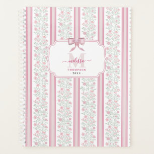 Pink Floral Wildflowers Coquette Bow Planner