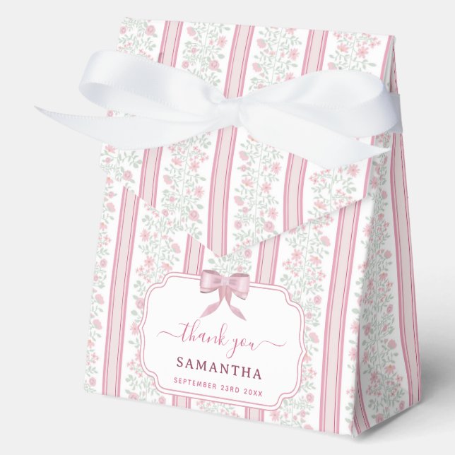 Pink Floral Wildflowers Coquette Party Favour Box (Front)