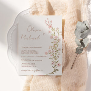 Pink Floral Wildflowers Garden Wedding Rose Gold