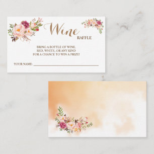 Pink Floral Wine Raffle Wedding Bridal Shower card