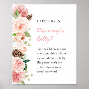 Pink Floral Winter How big is Mummy's Belly Sign