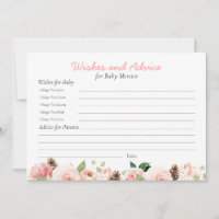 Pink Floral Wishes and Advice Baby Shower