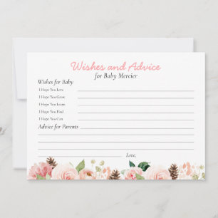 Pink Floral Wishes and Advice Baby Shower