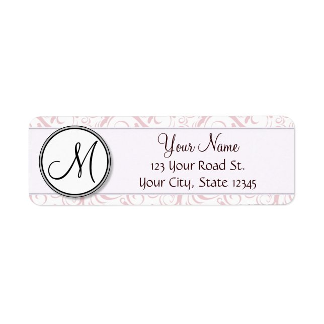 Pink Floral Wisps & Stripes with Monogram (Front)