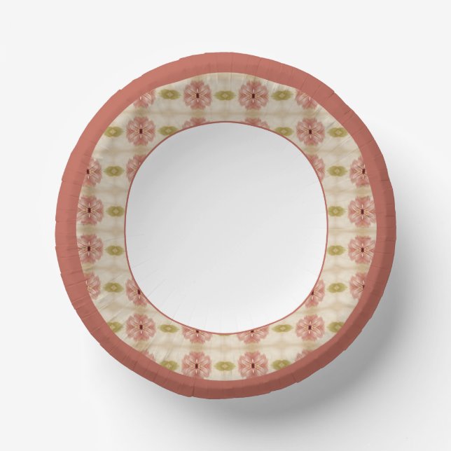 Pink Floral With Cream Paper Plate (Front)