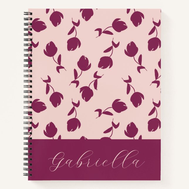 Pink Floral With Name Notebook (Front)