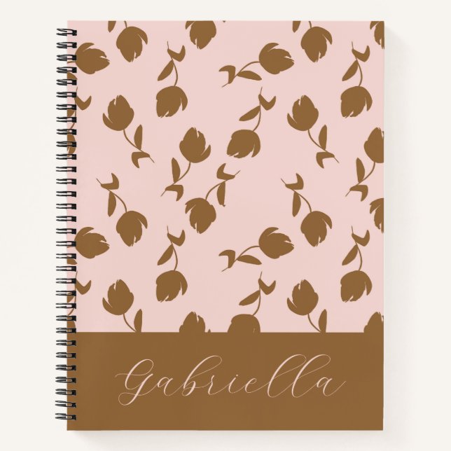 Pink Floral With Name Notebook (Front)