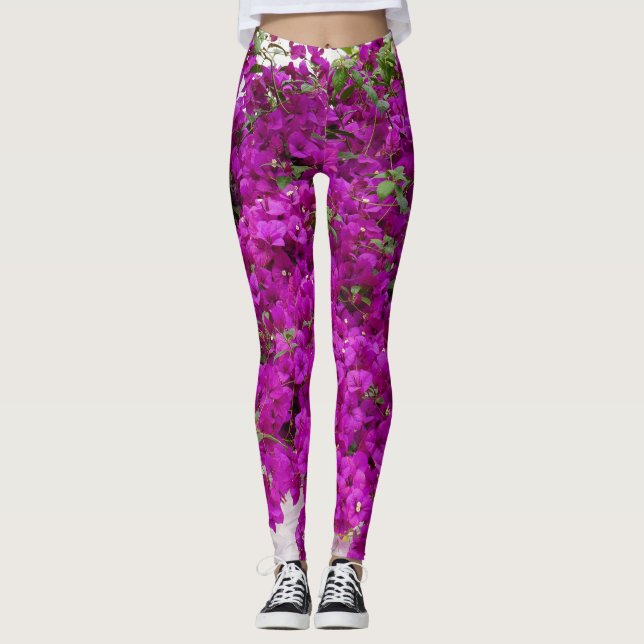 pink floral women leggings (Front)