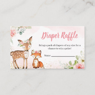 Pink Floral Woodland Baby Shower Diaper Raffle Enclosure Card
