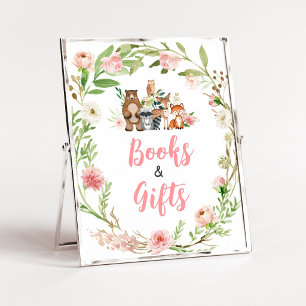 Pink Floral Woodland Books and Gifts Sign