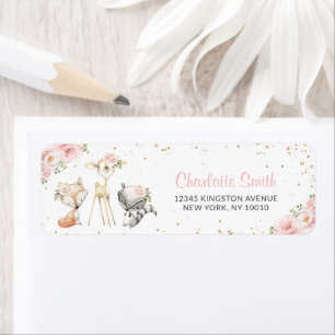 Pink Floral Woodland Forest Animals Baby Shower