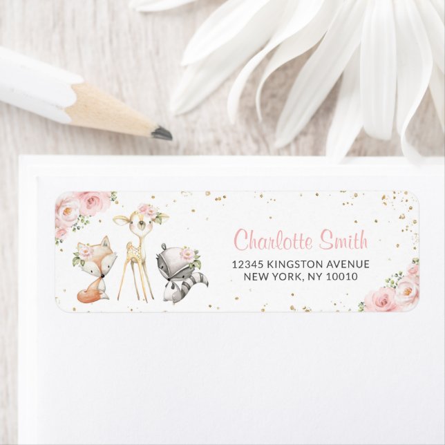 Pink Floral Woodland Forest Animals Baby Shower (Insitu)