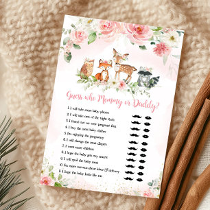 Pink Floral Woodland Guess Who Mummy or Daddy Game