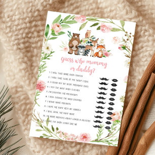 Pink Floral Woodland Guess Who Mummy or Daddy Game