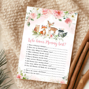 Pink Floral Woodland Who Knows Mummy Best Game
