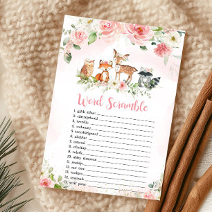 Pink Floral Woodland Word Scramble Game