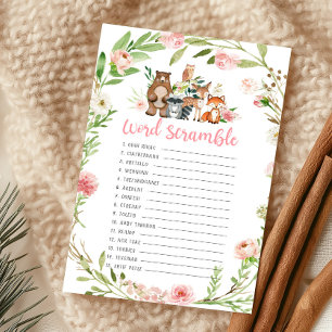 Pink Floral Woodland Word Scramble Game