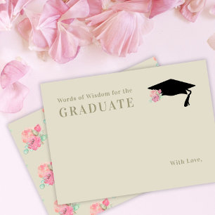 Pink Floral Words of Wisdom Graduation Party Enclosure Card