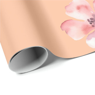 Pink Floral Wrapping Paper – Orange Pastel Pattern
