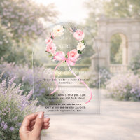 Pink floral wreath bow girl arch Baby Shower