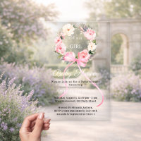 Pink floral wreath bow girl luxury Baby Shower