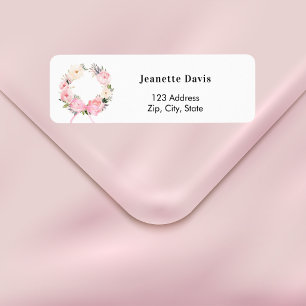Pink floral wreath bowreturn address 